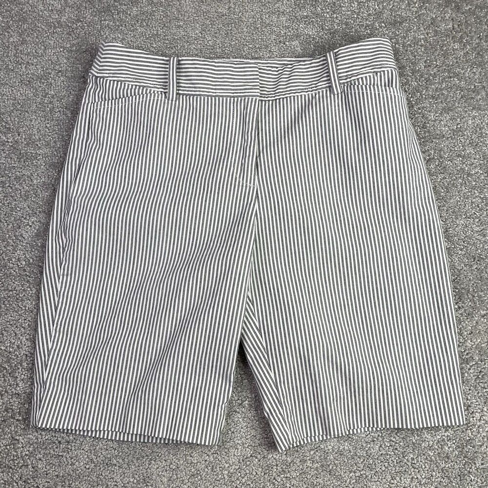 Talbots Perfect Short Women’s 4P Gray White Striped Chino Pockets Stretch